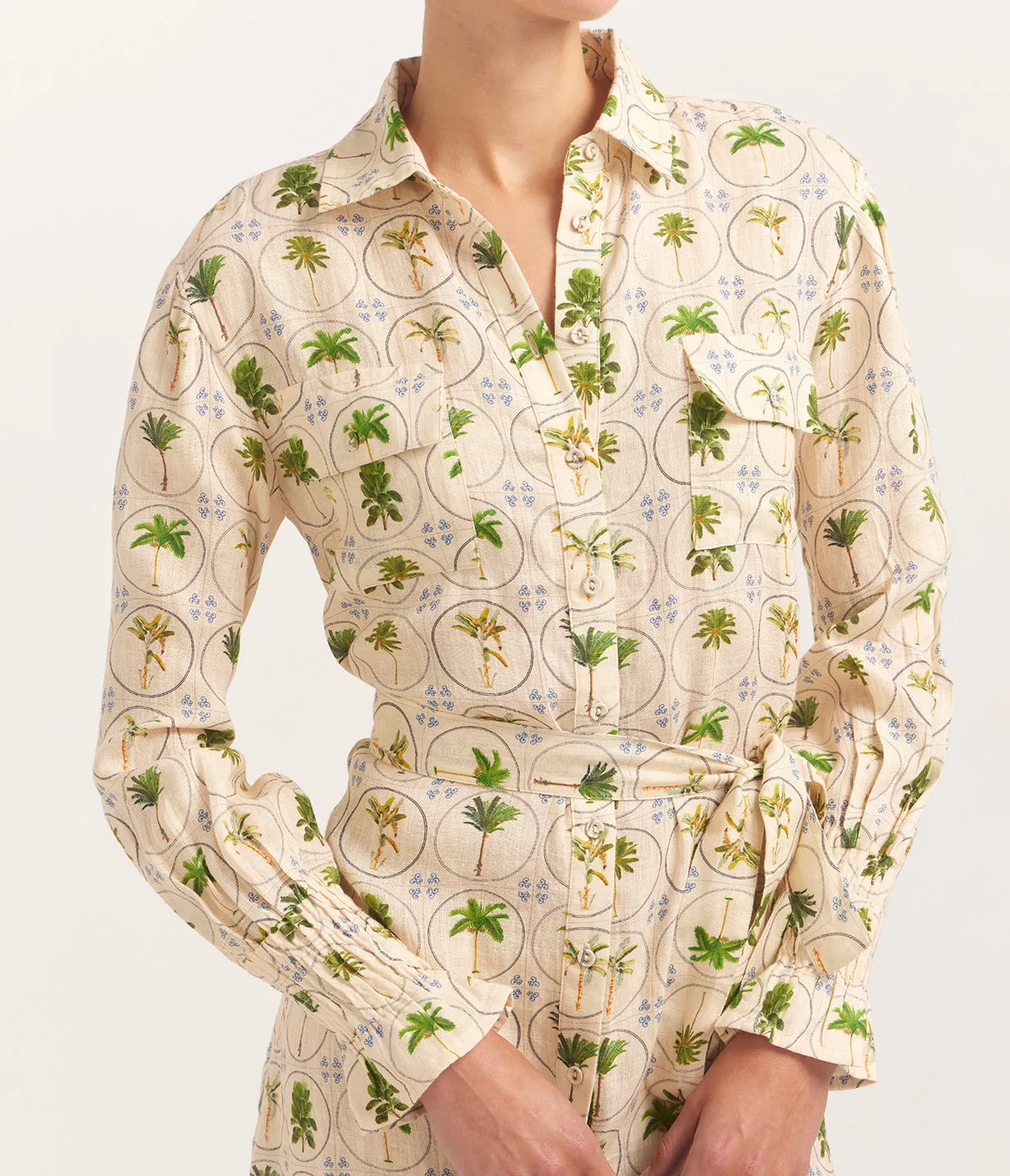 Marigold Dress in Tropical Palms