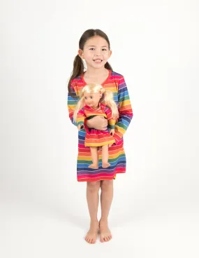 Matching Girl and Doll Rainbow Stripes Nightgown