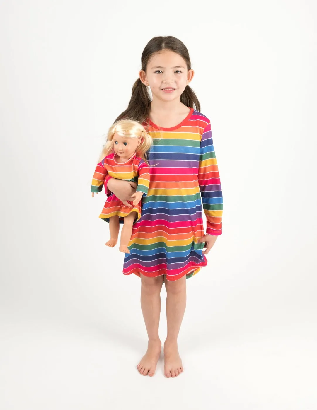 Matching Girl and Doll Rainbow Stripes Nightgown
