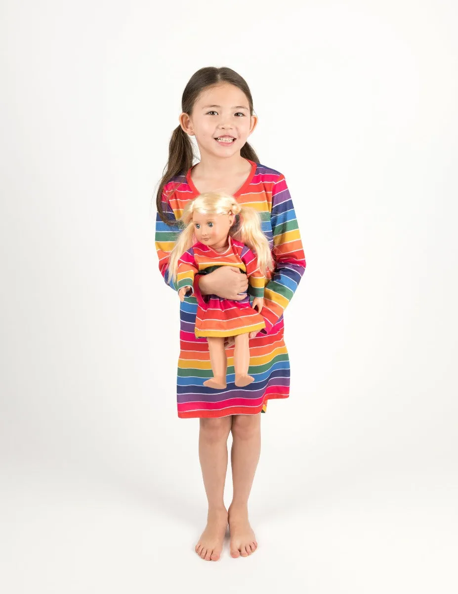 Matching Girl and Doll Rainbow Stripes Nightgown