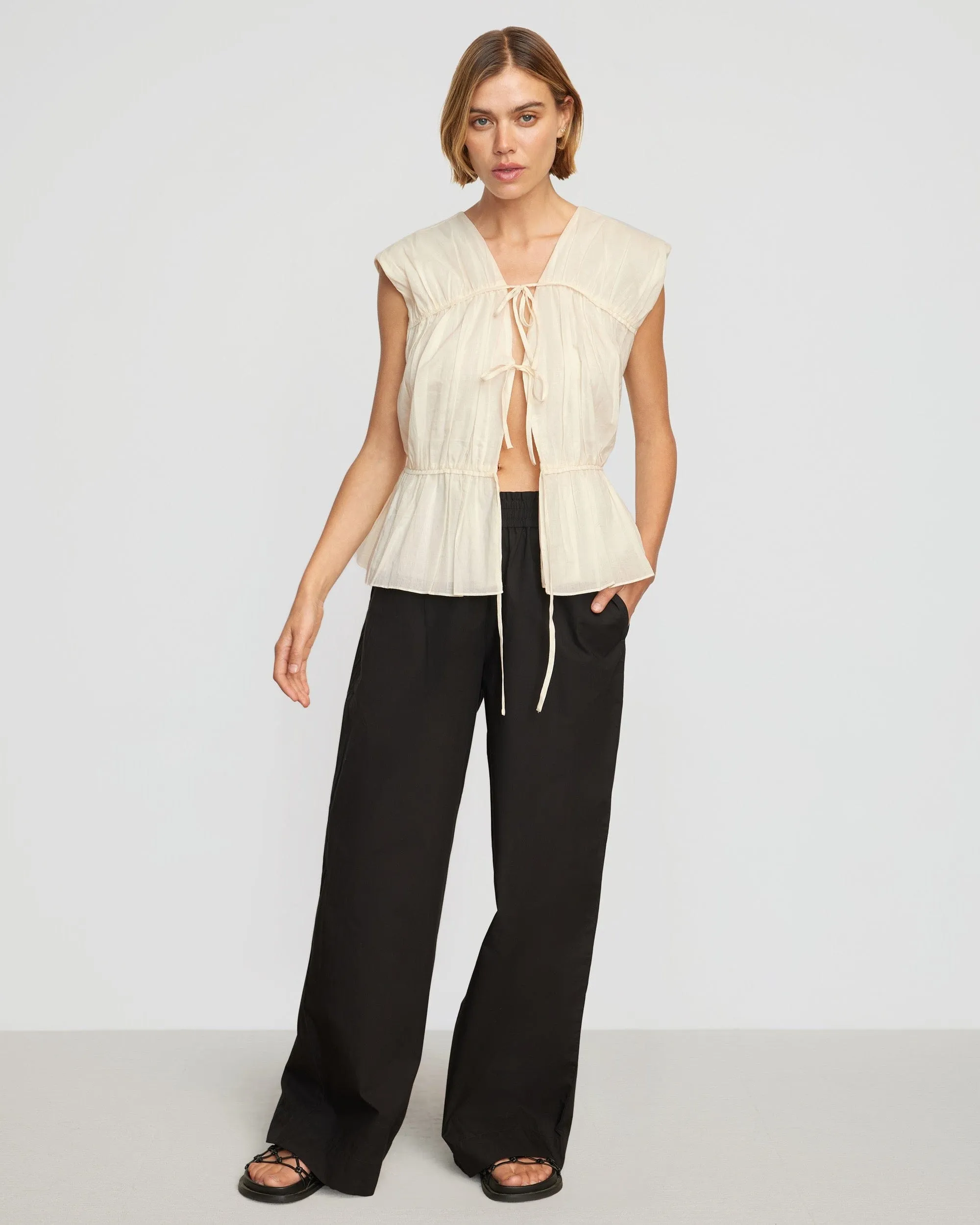 Neha Tie-Front Tiered Blouse