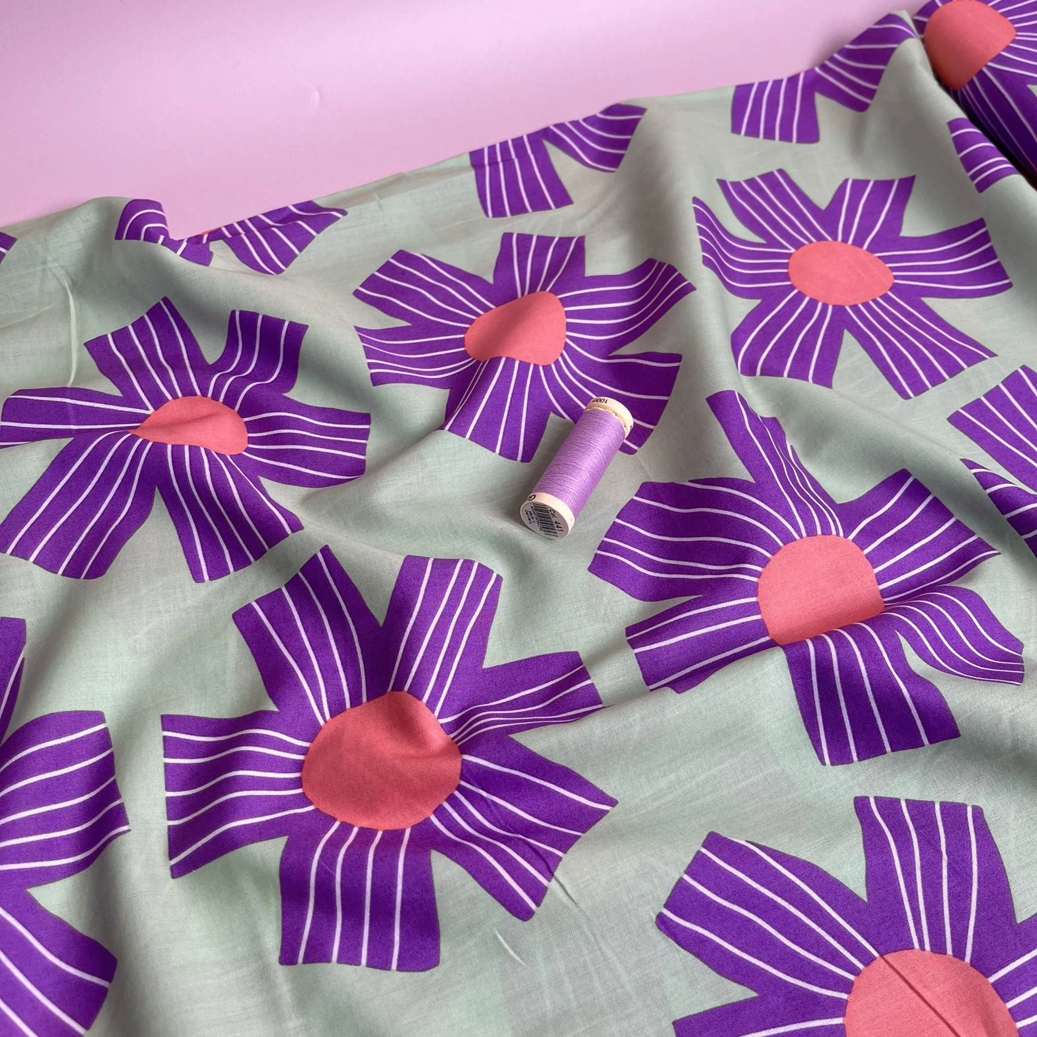 Nerida Hansen - Sunny Days on Lime Green Cotton Voile Fabric