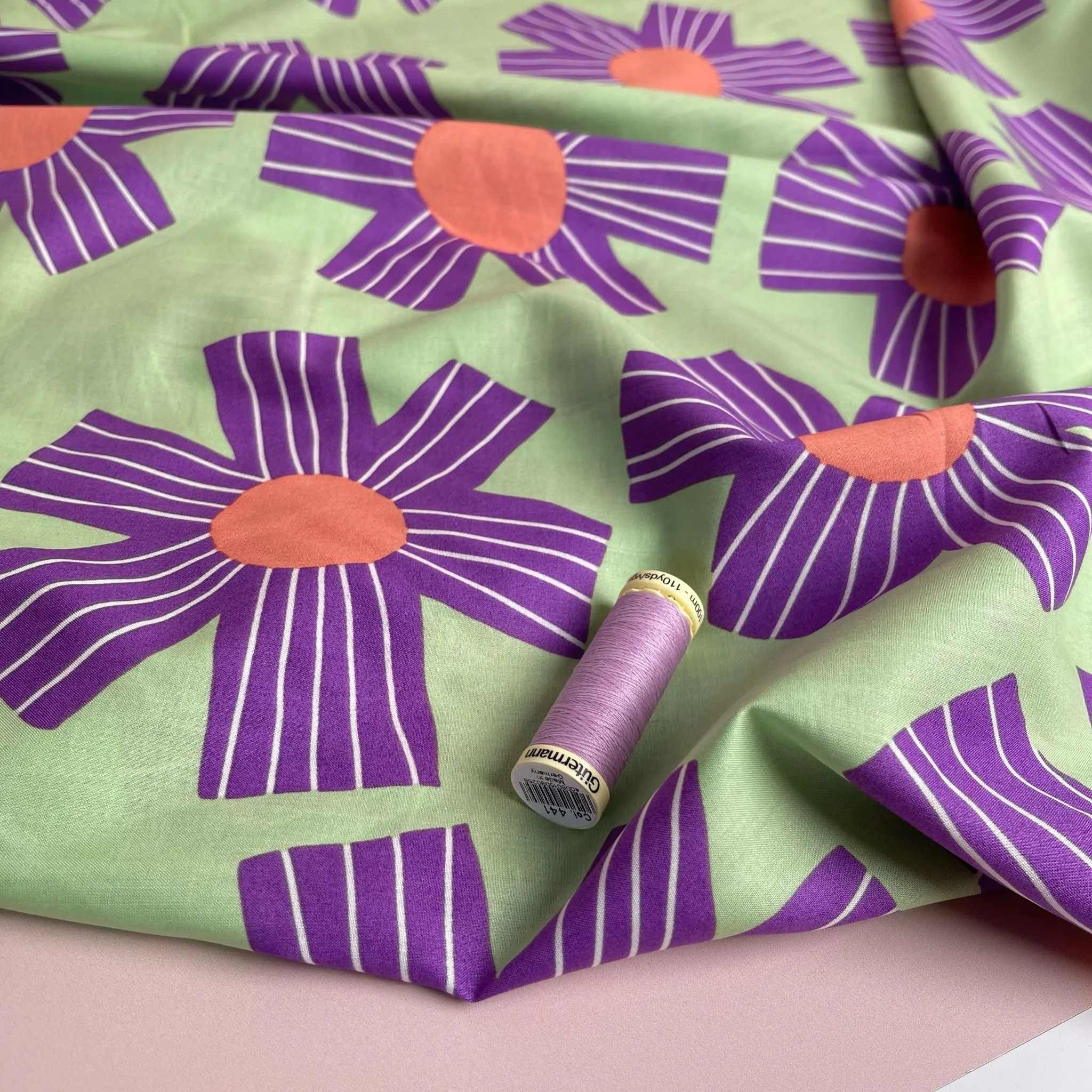 Nerida Hansen - Sunny Days on Lime Green Cotton Voile Fabric