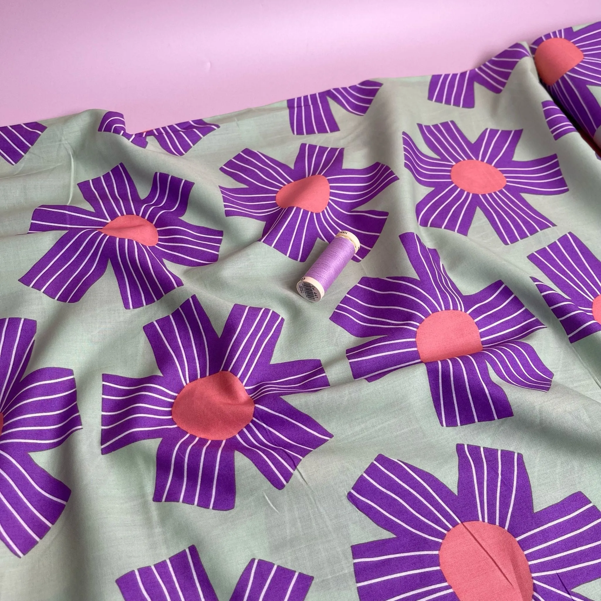 Nerida Hansen - Sunny Days on Lime Green Cotton Voile Fabric