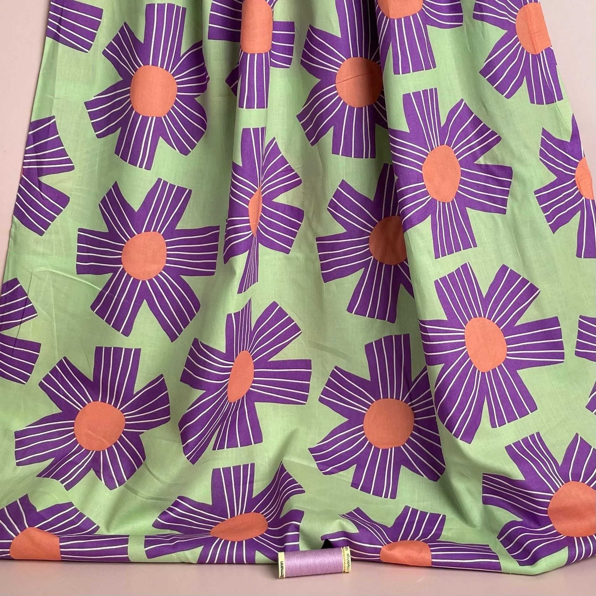 Nerida Hansen - Sunny Days on Lime Green Cotton Voile Fabric