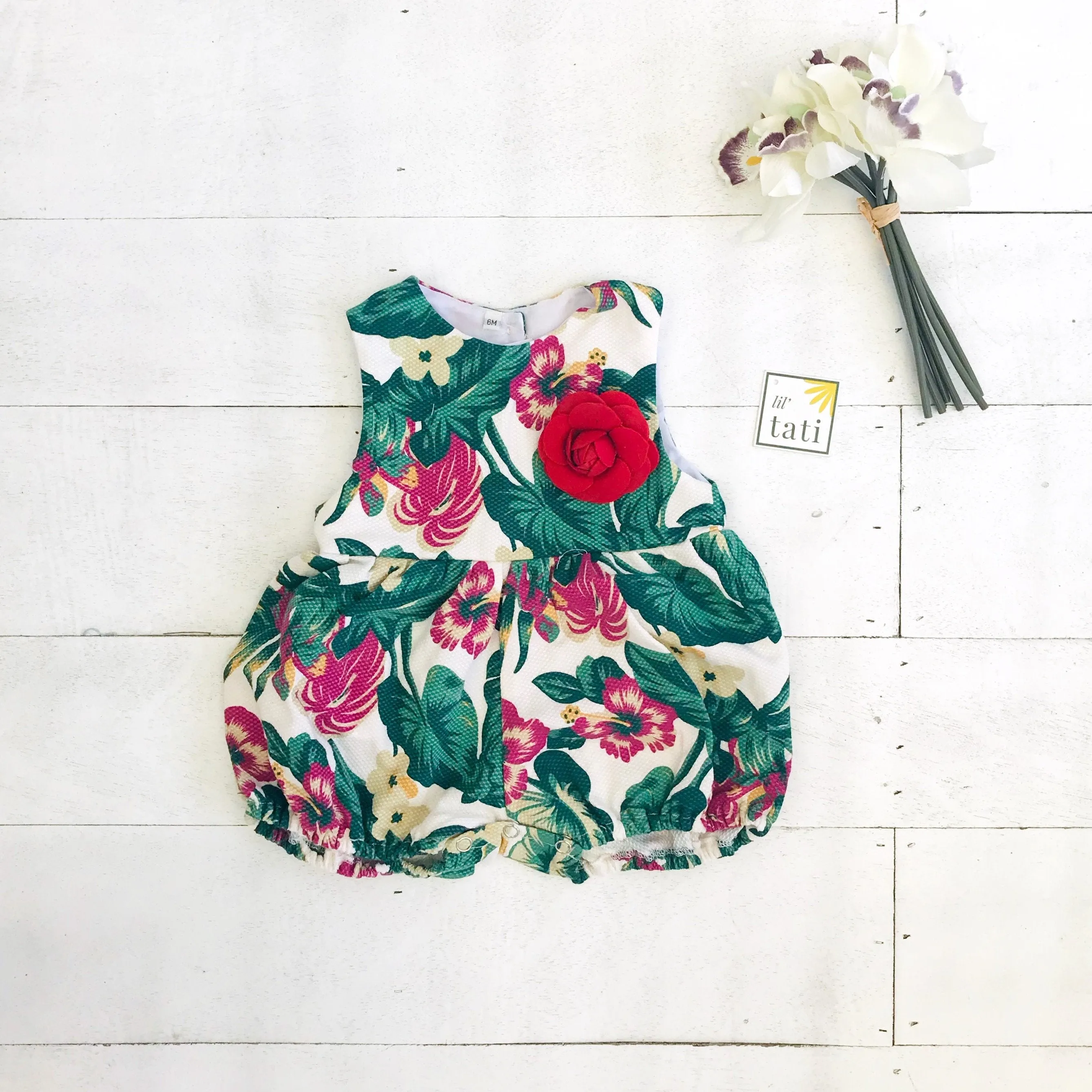 Orchid Playsuit in Tropical Garden