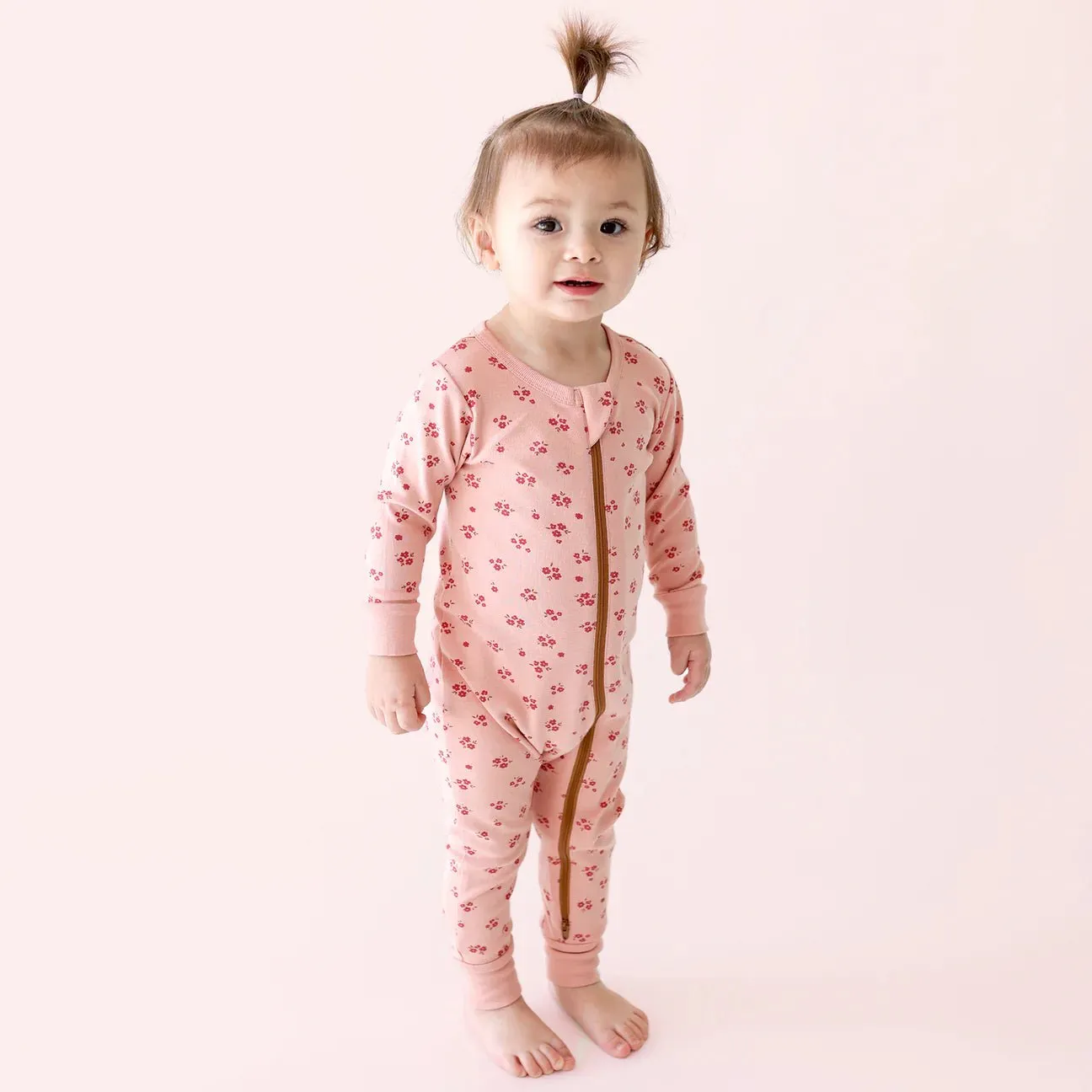 Parade Organic Signature Print '2-Way' Zip Romper - Long Sleeve