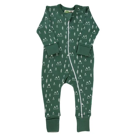Parade Organic Signature Print '2-Way' Zip Romper - Long Sleeve