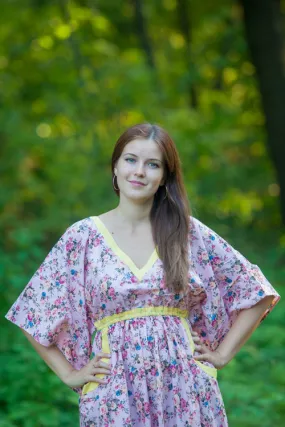 Pink Breezy Bohemian Style Caftan in Vintage Chic Floral Pattern