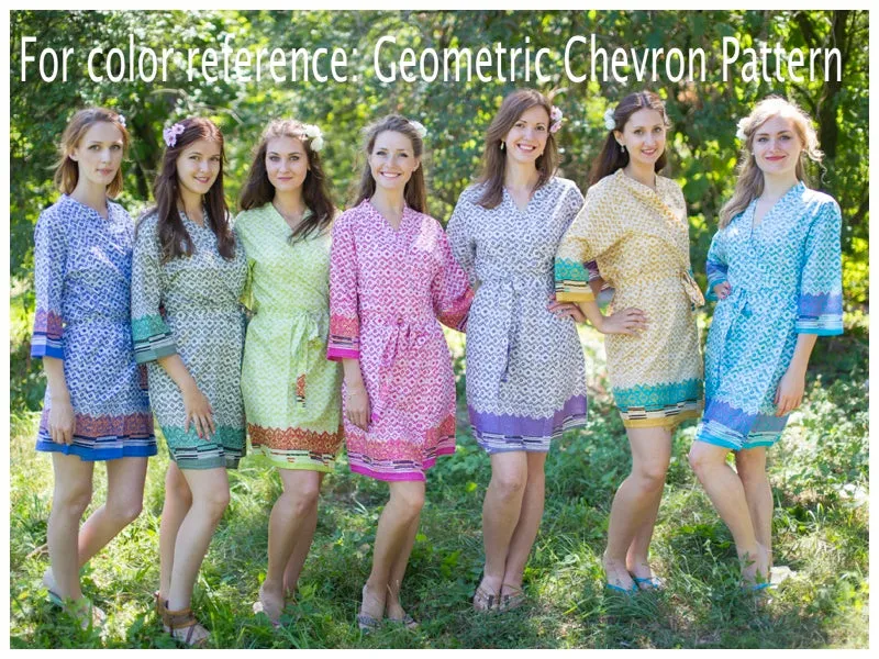 Royal Blue Breezy Bohemian Style Caftan in Geometric Chevron Pattern