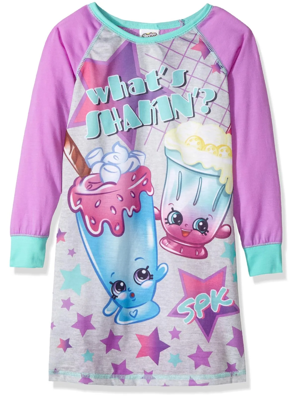 Shopkins Big Girls' Nightgown, Long Sleeve, Purple