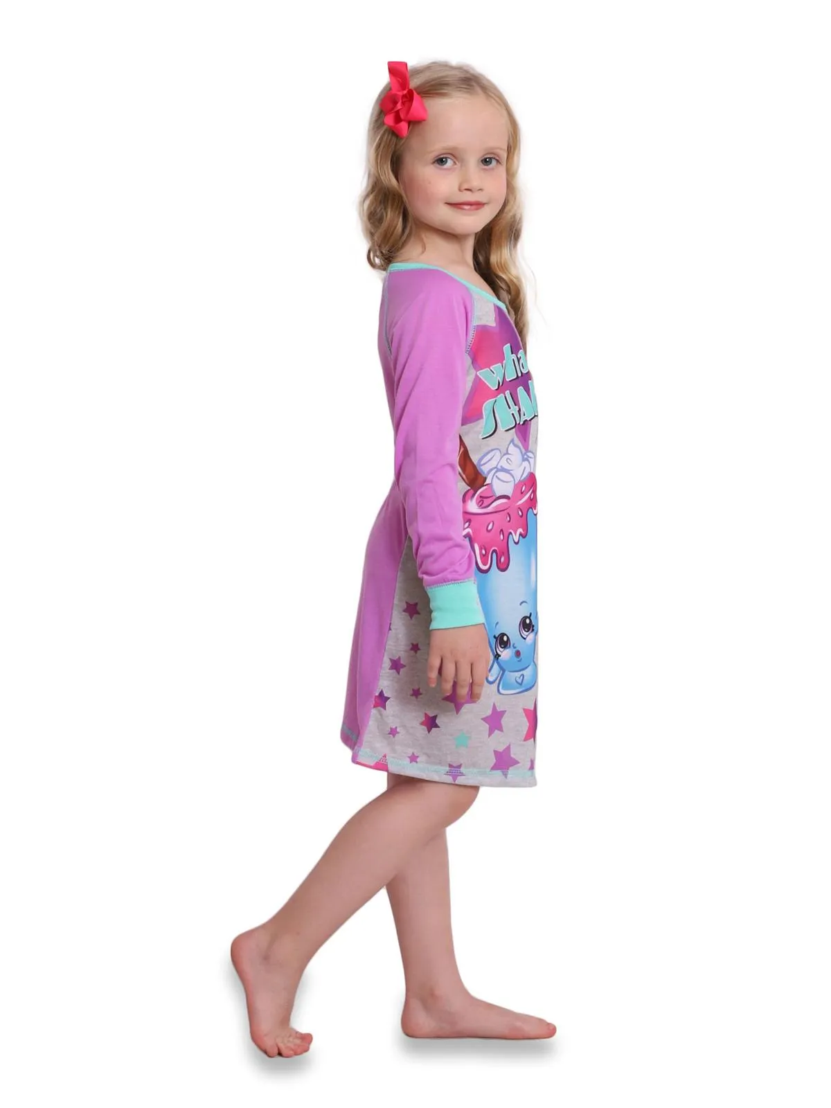 Shopkins Big Girls' Nightgown, Long Sleeve, Purple