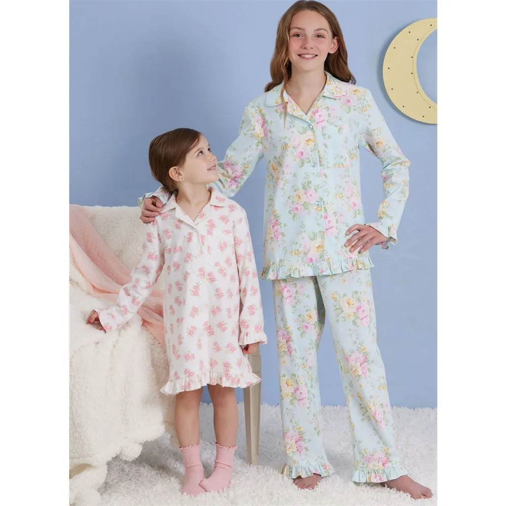 Simplicity Sewing Pattern S3045 Children's and Girls' Lounge Tops, Gown, Shorts and Pants