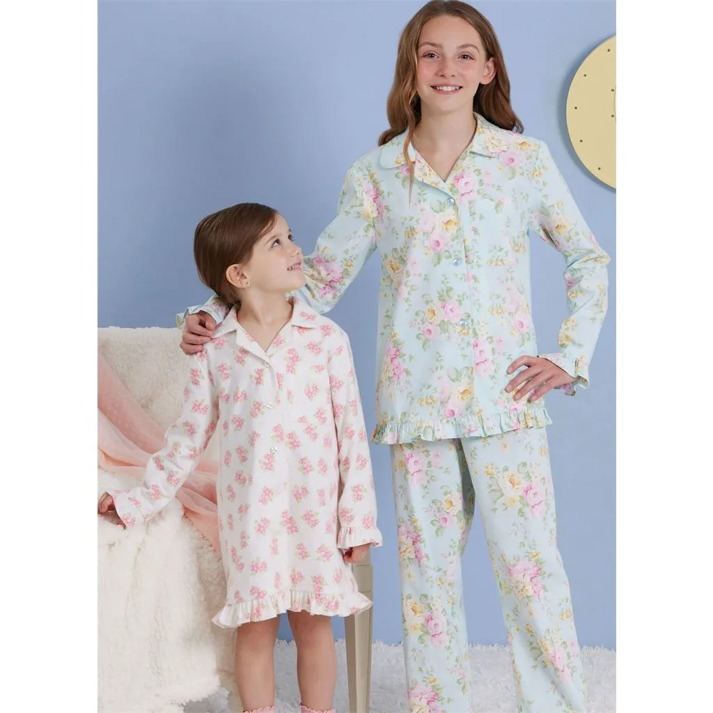 Simplicity Sewing Pattern S3045 Children's and Girls' Lounge Tops, Gown, Shorts and Pants