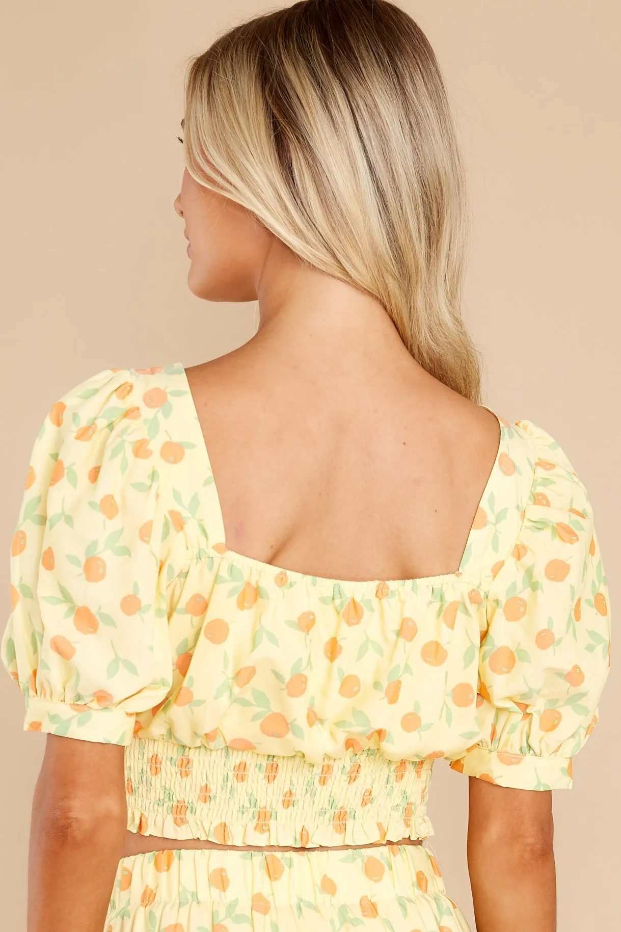 Sprouting With Joy Yellow Print Crop Top