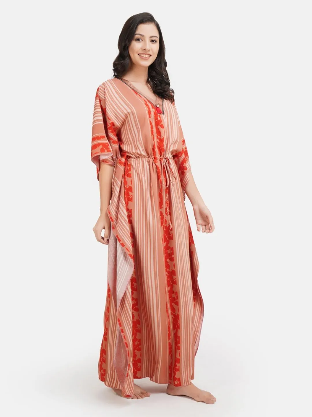 Stripped Rayon Kaftan Nightgown