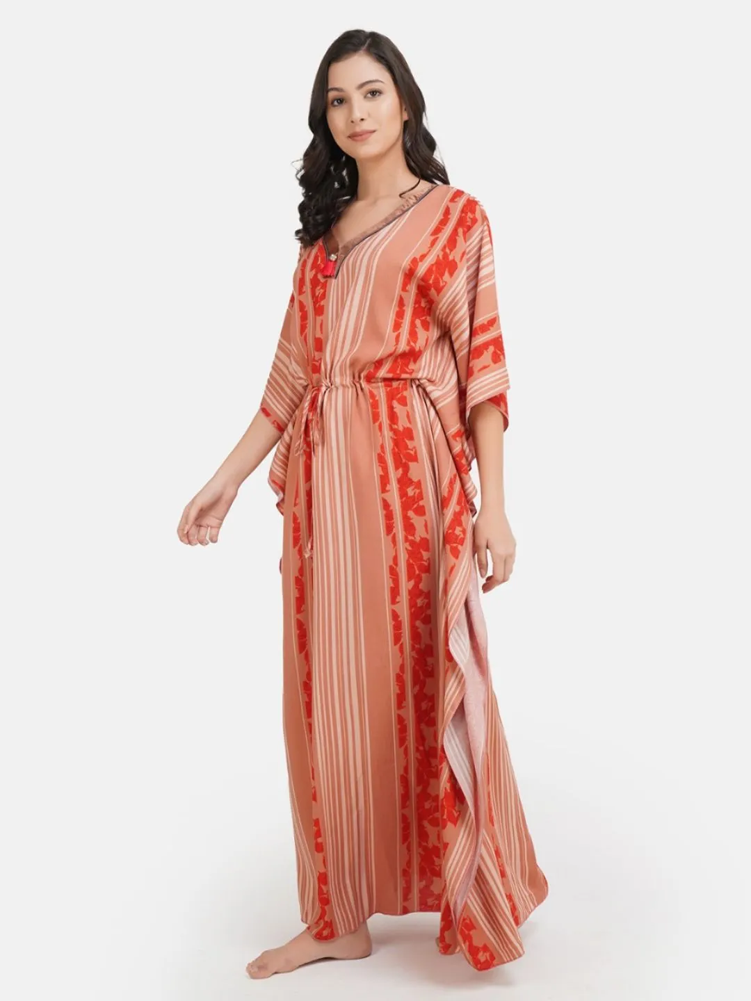 Stripped Rayon Kaftan Nightgown