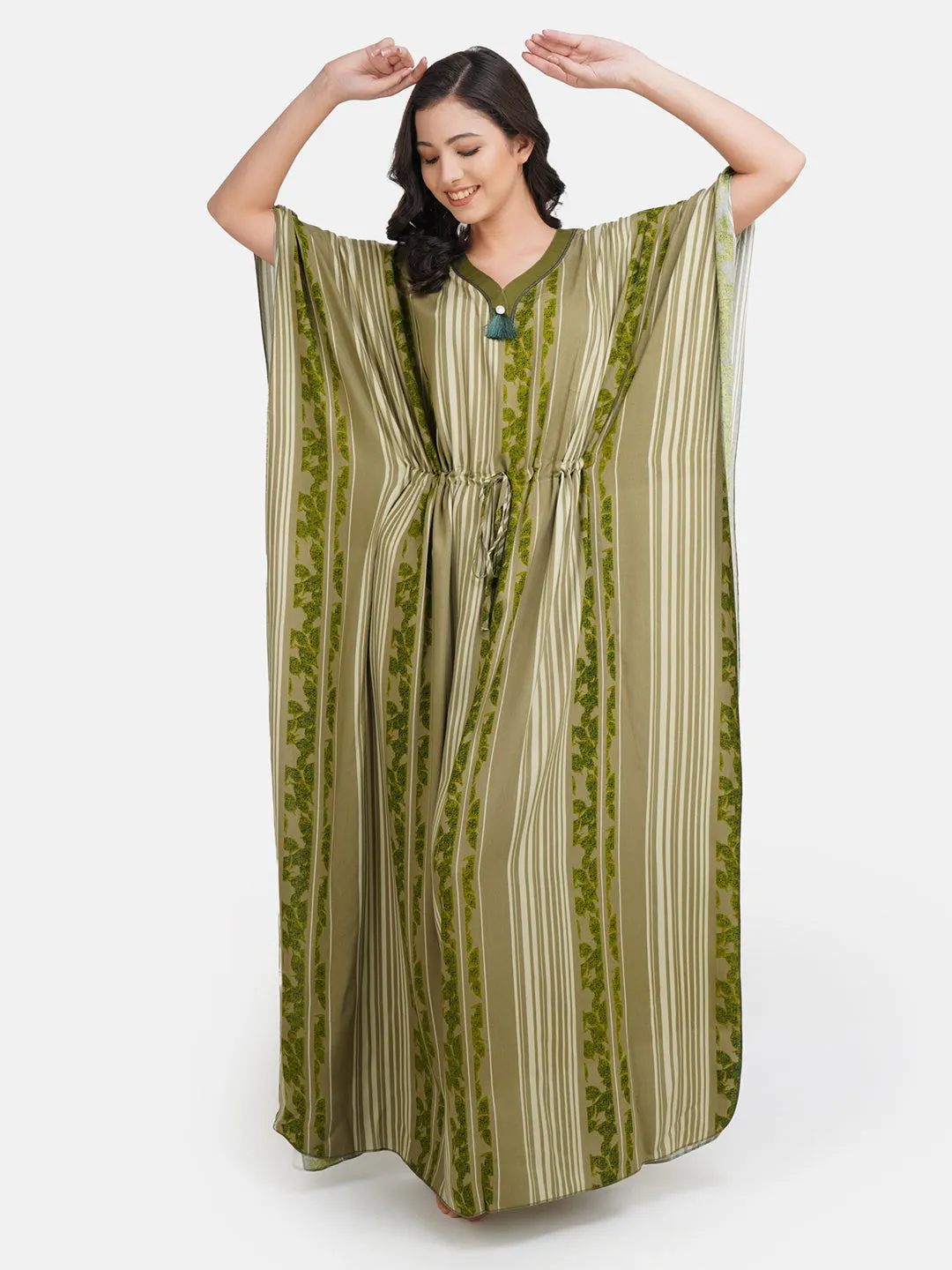 Stripped Rayon Kaftan Nightgown