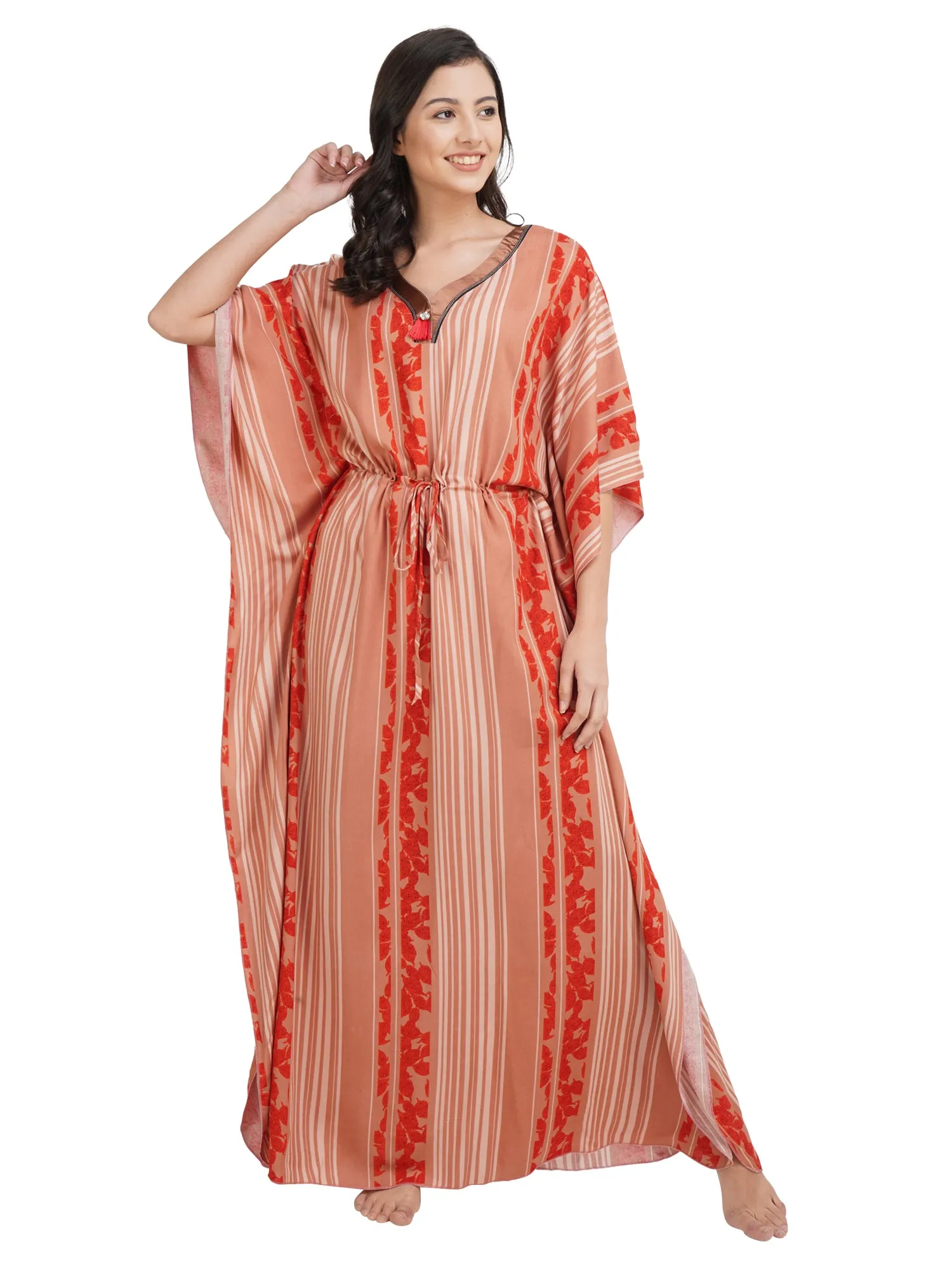 Stripped Rayon Kaftan Nightgown