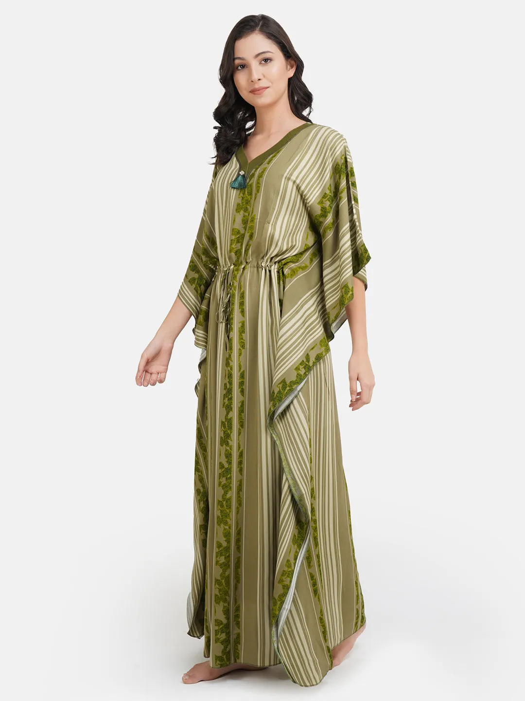 Stripped Rayon Kaftan Nightgown