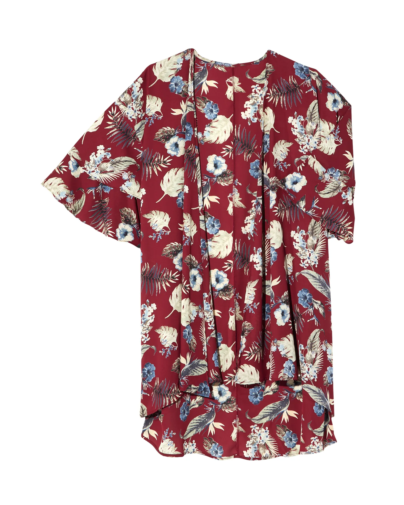 Taylor Ruffle-Sleeve Kimono | Burgundy