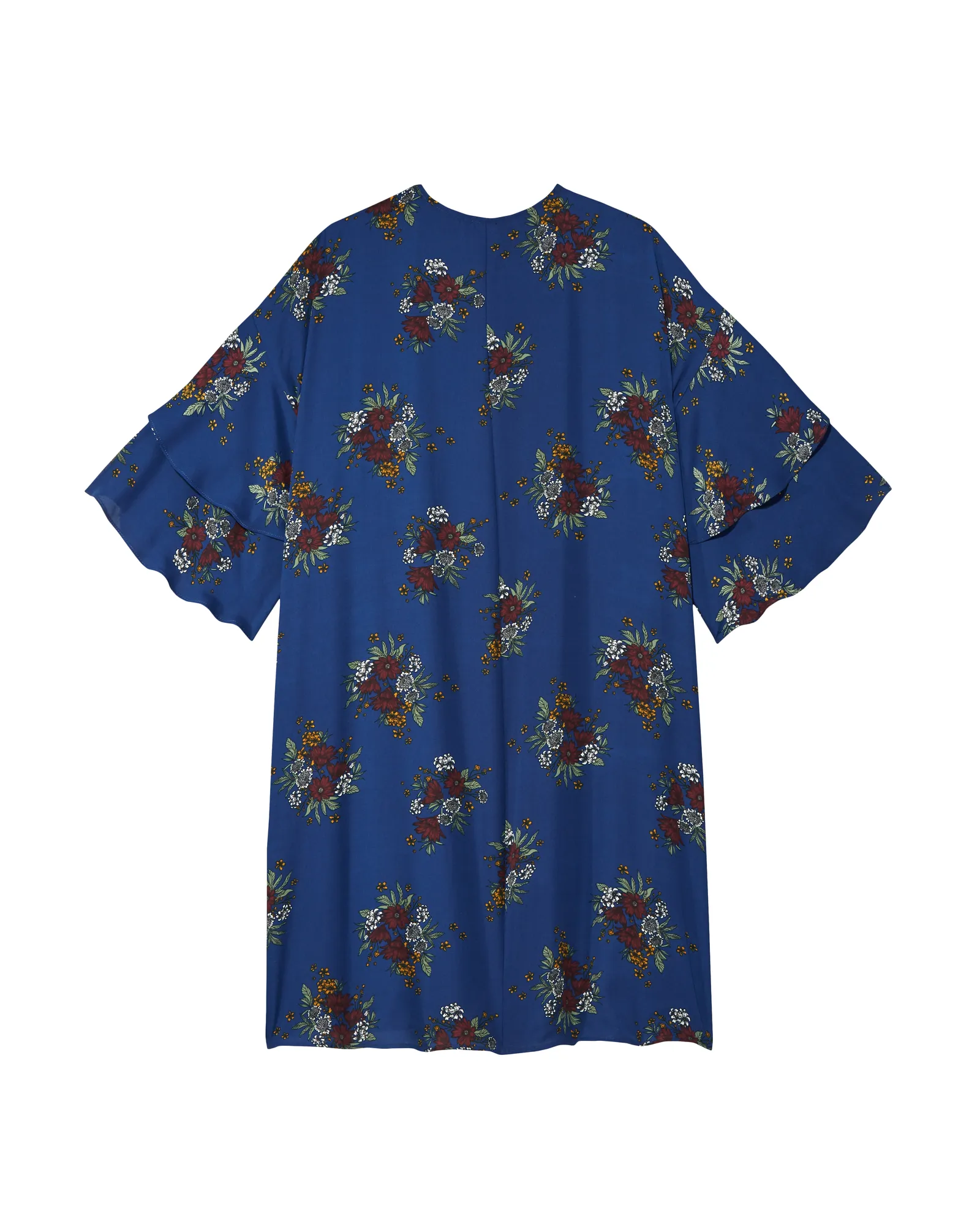 Taylor Ruffle-Sleeve Kimono | Royal Blue / Red