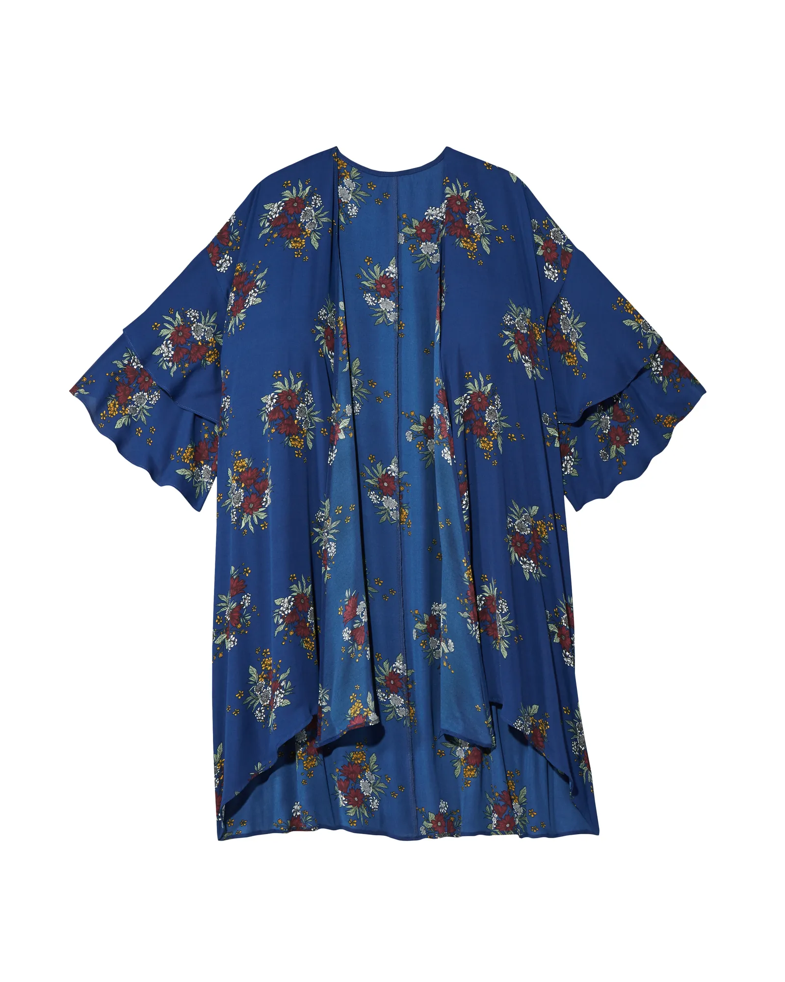 Taylor Ruffle-Sleeve Kimono | Royal Blue / Red
