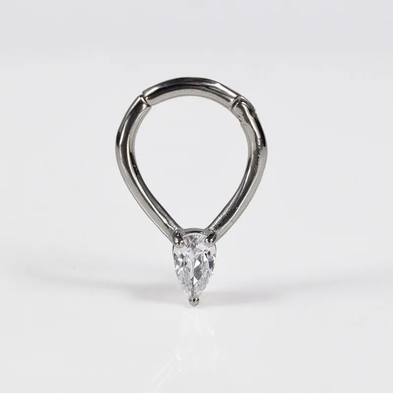 Teardrop Clicker Ring with Crystal Drop