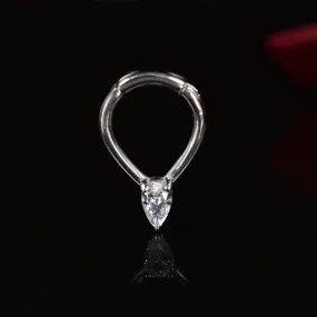 Teardrop Clicker Ring with Crystal Drop