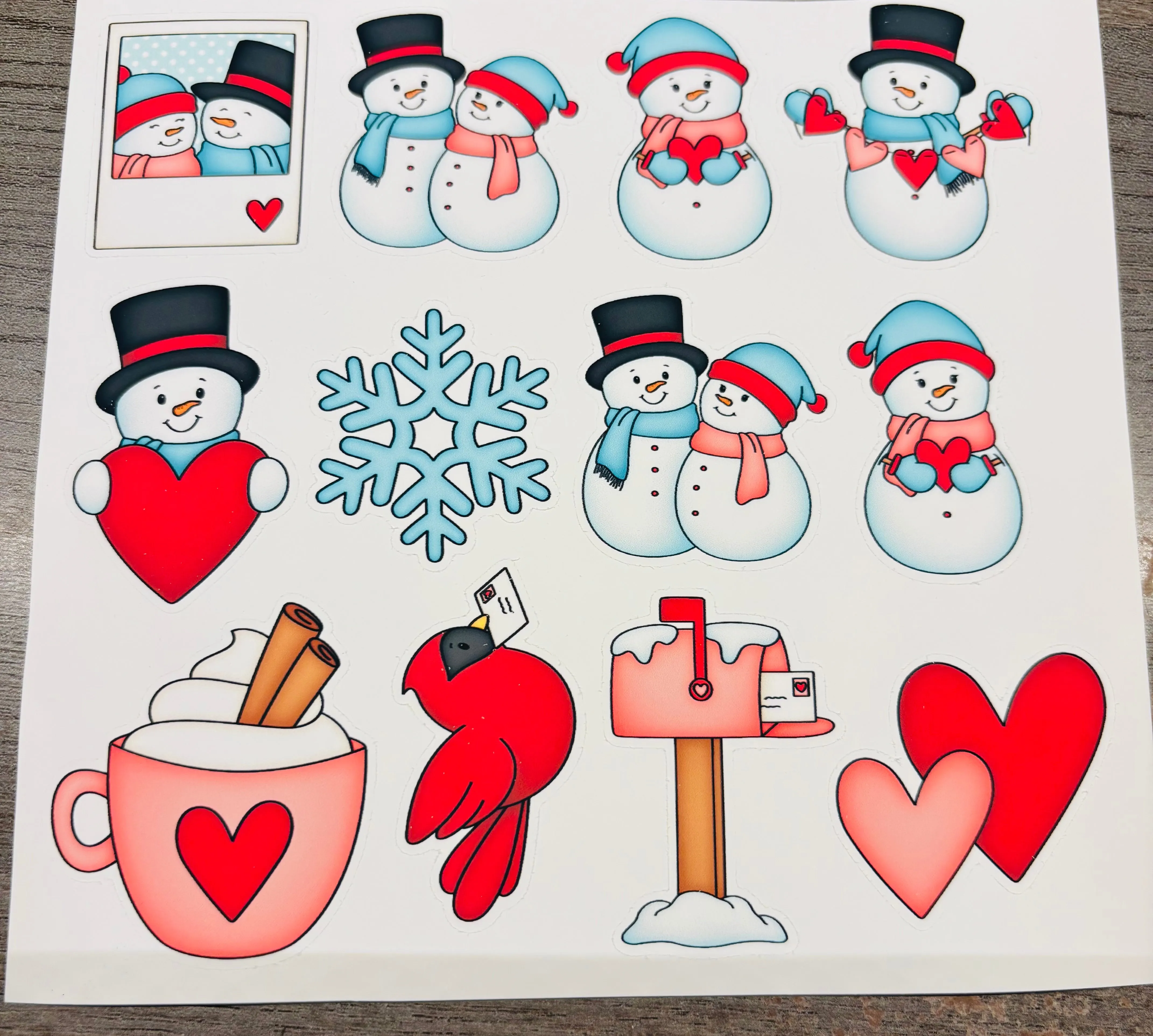 Vivid color snowpeople in winter!