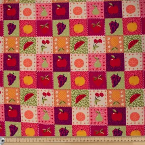Vivid Patchwork Fruits Cotton Canvas Print