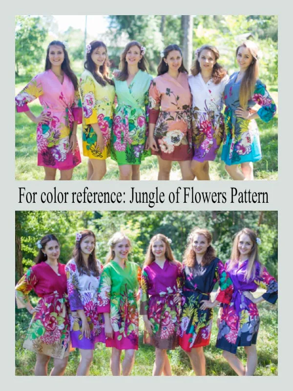 White Gray Breezy Bohemian Style Caftan in Jungle of Flowers Pattern