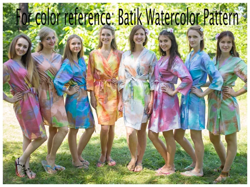 White Peach Breezy Bohemian Style Caftan in Batik Watercolor Pattern