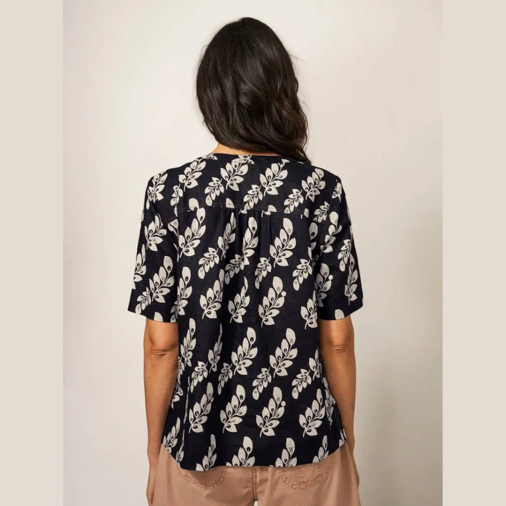 White Stuff June Linen Top In Black
