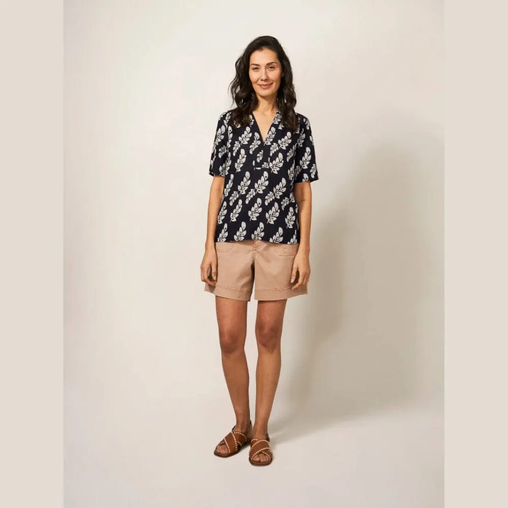 White Stuff June Linen Top In Black