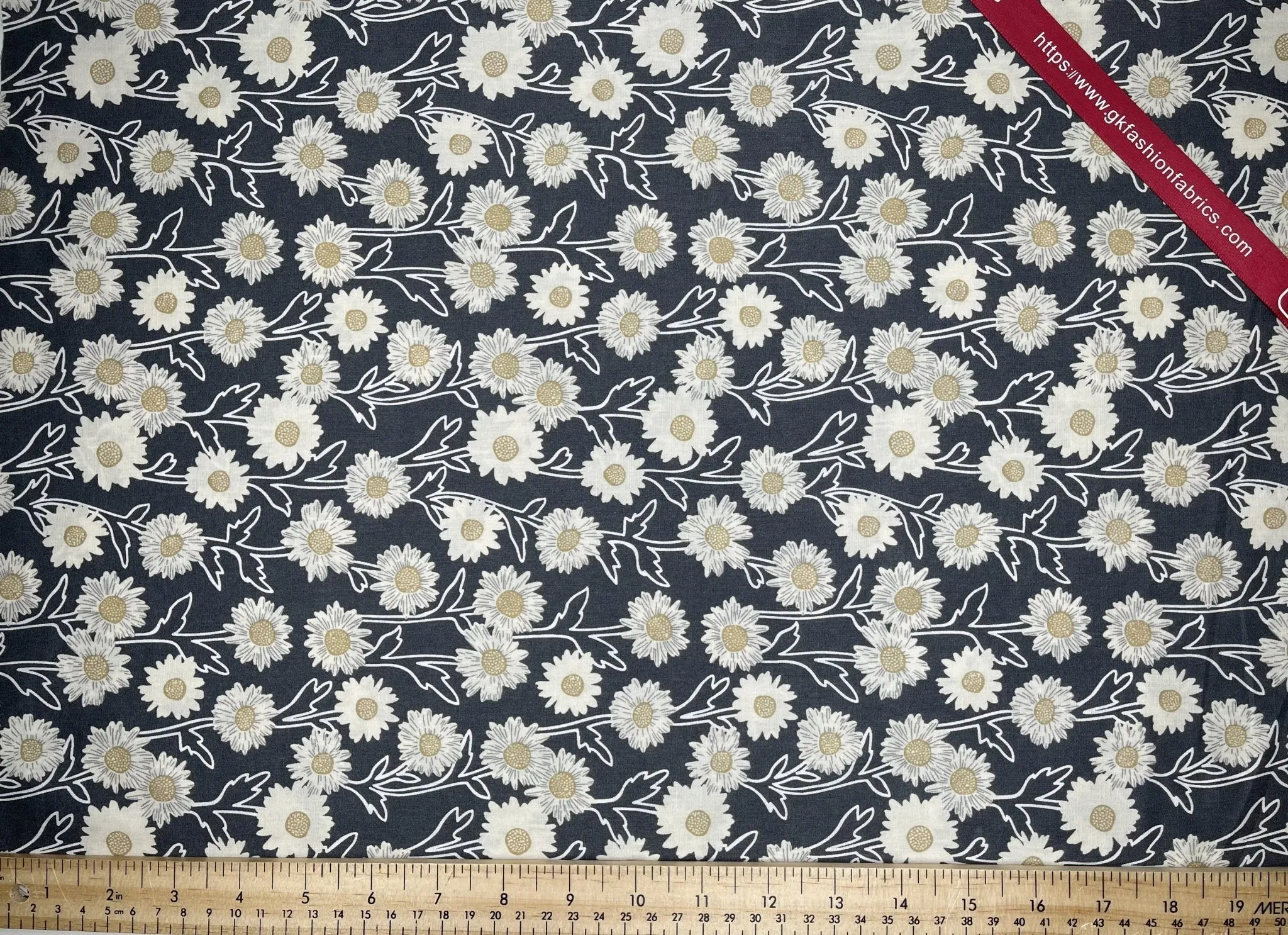 White Sunny Floral - Washed 100% Cotton Poplin  Reactive Print - 8037
