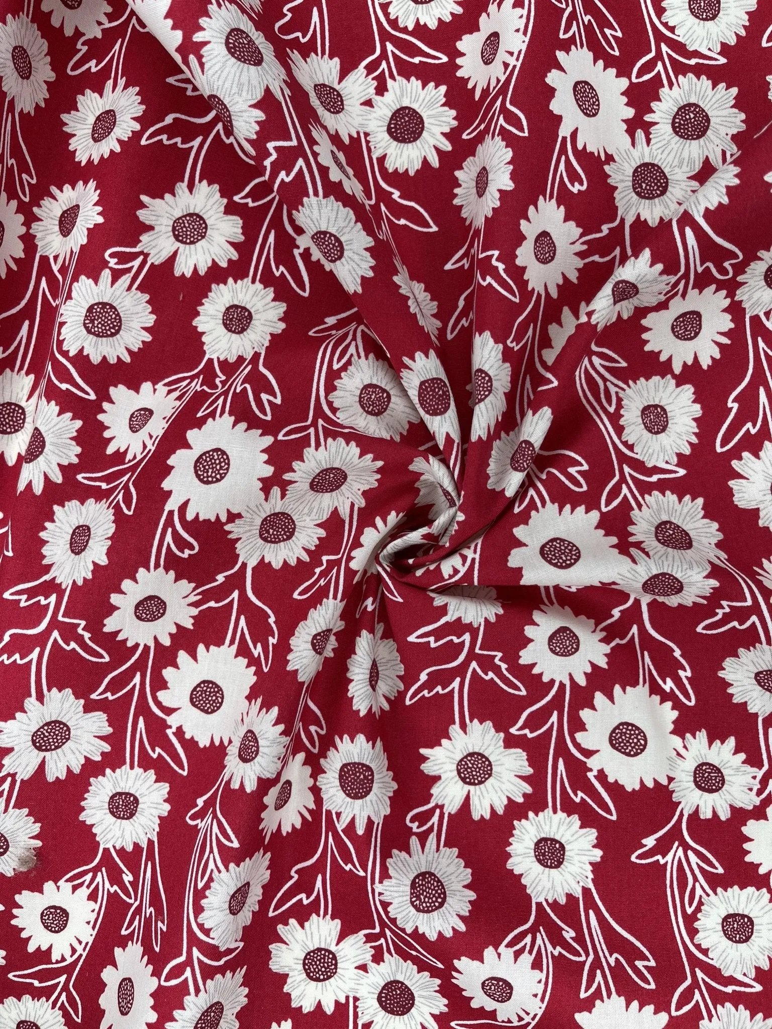 White Sunny Floral - Washed 100% Cotton Poplin  Reactive Print - 8037