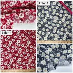 White Sunny Floral - Washed 100% Cotton Poplin  Reactive Print - 8037