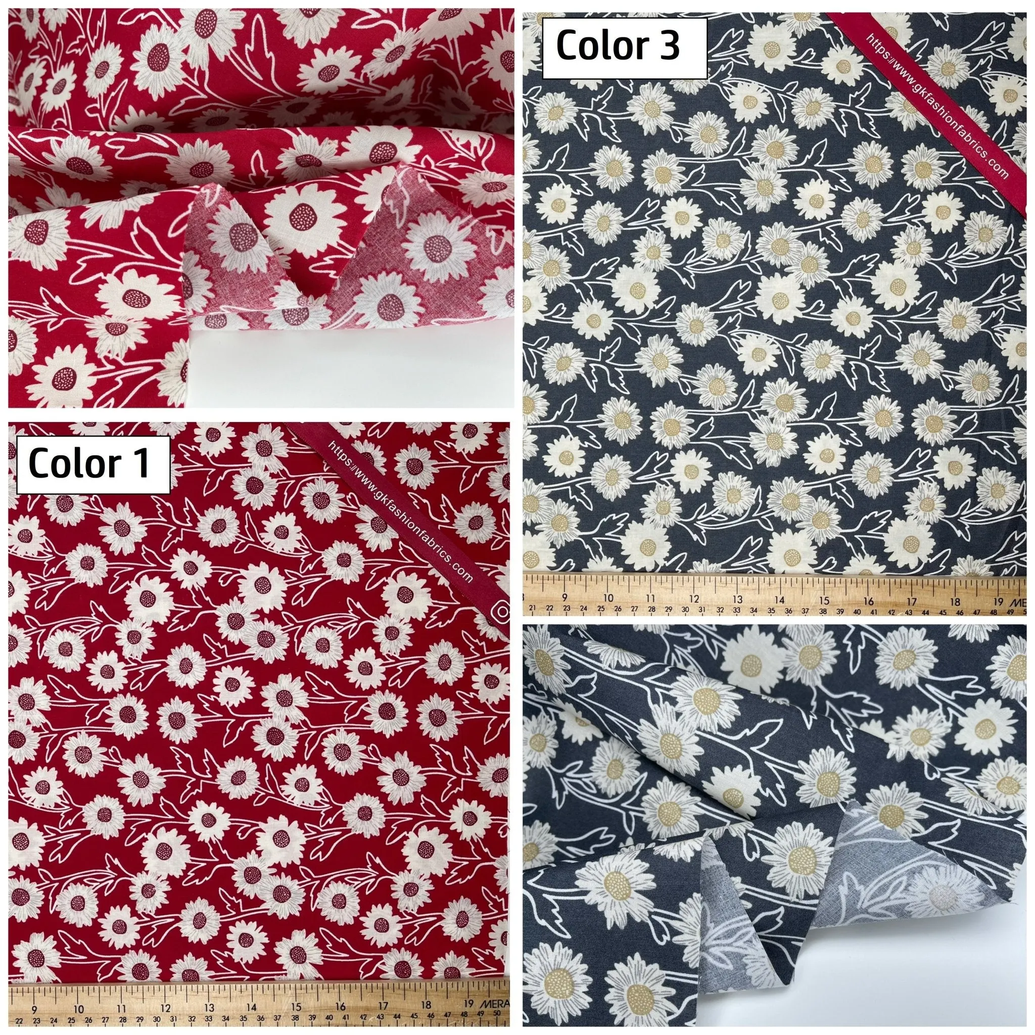 White Sunny Floral - Washed 100% Cotton Poplin  Reactive Print - 8037