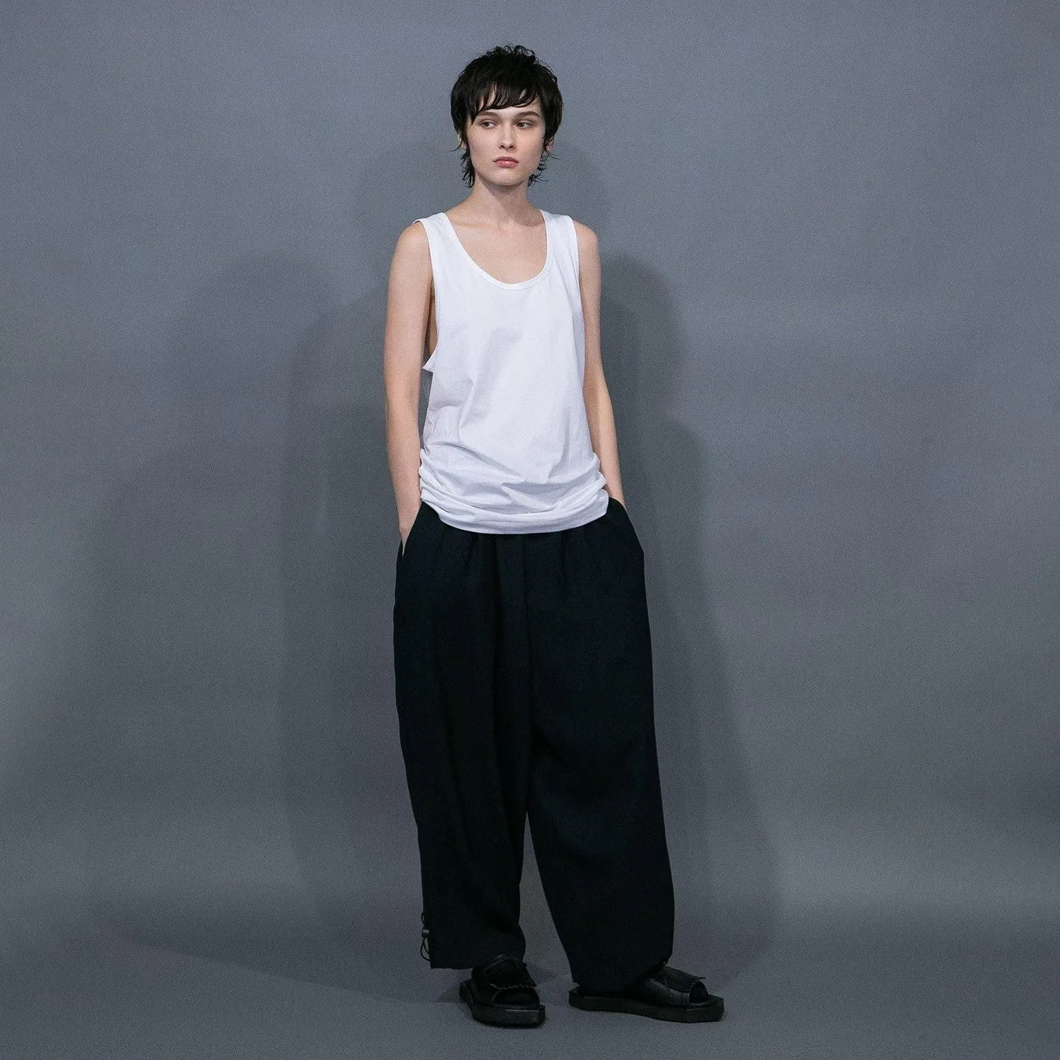 WM07-PT251074 CU/TRIXION 2WAY DOUBLE CLOTH WIDE EASY PANTS
