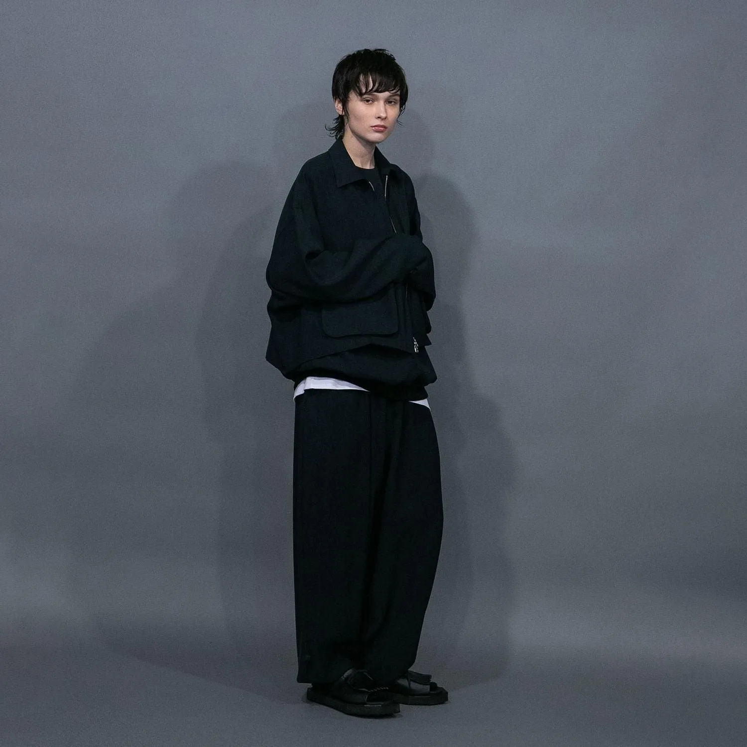 WM07-PT251074 CU/TRIXION 2WAY DOUBLE CLOTH WIDE EASY PANTS
