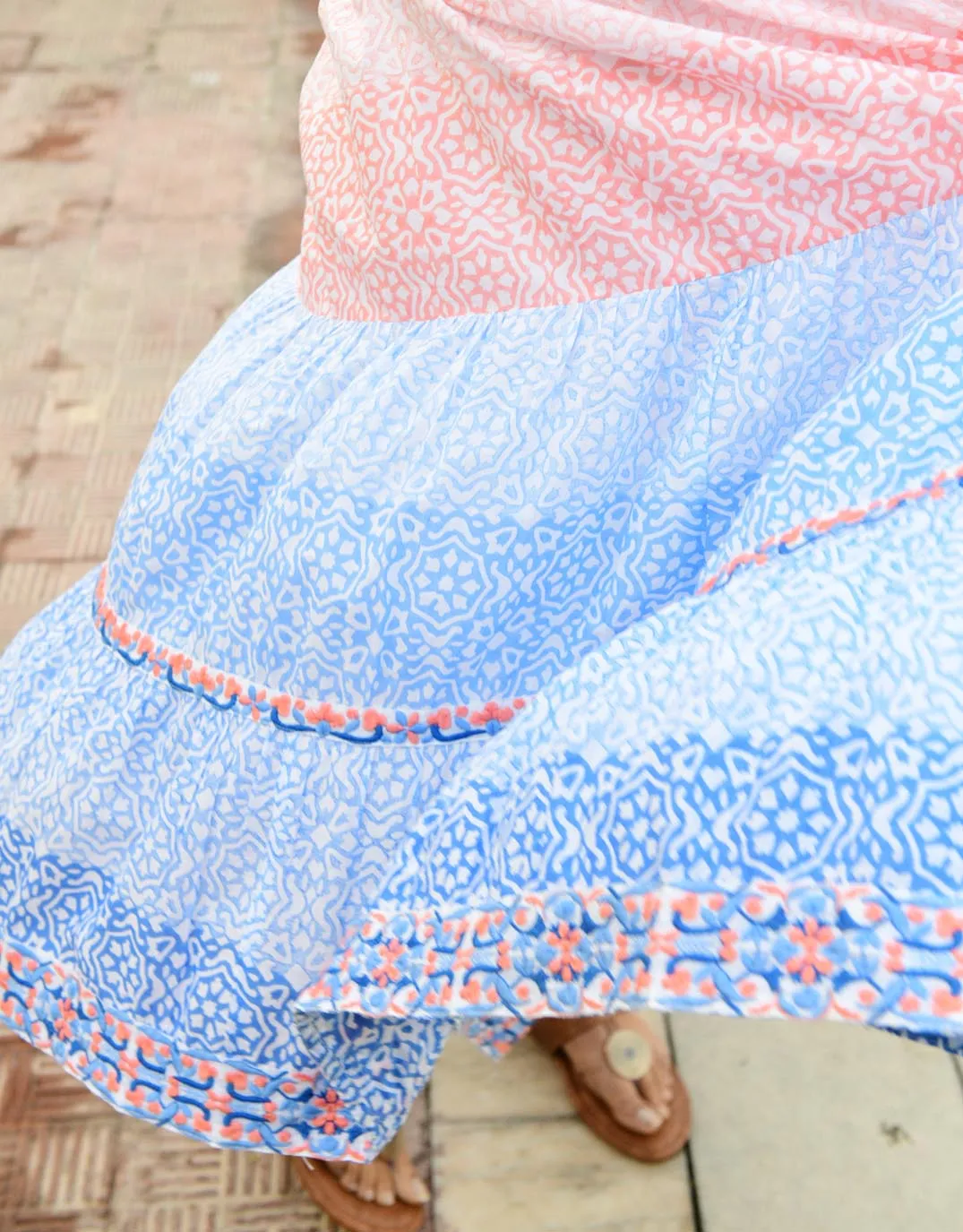 Zante Maxi Sundress - Peach Vivid Blue